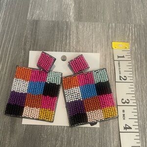 Colorful Beaded Square Earrings